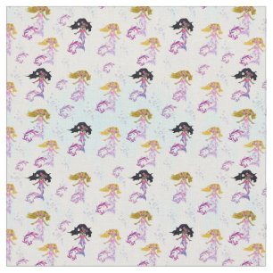 Magische Meerjungfrauen und Wasserblasen Stoff