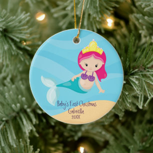 Magische Mermaid Baby's First Christmas Keramik Ornament