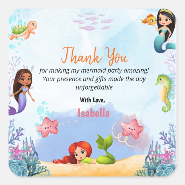 Magische Mermaid Geburtstagsparty 5. Girl Sticker (Vorderseite)