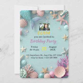 Magische Mermaid Geburtstagsparty Einladung | Birt
