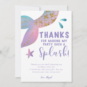 Magische Mermaid Splash Geburtstagspartei Dankeskarte