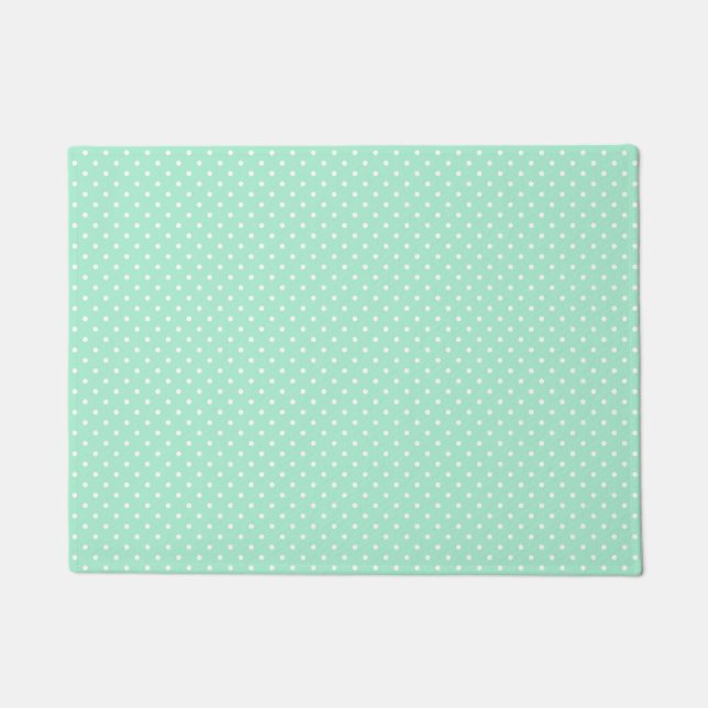 Magische Minze und weißes Polka Dot Muster Fußmatte (Vorderseite)