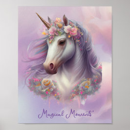 Magische Momente Unicorn Pink Pastellfarben Glitze Poster