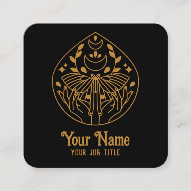 Magische Moon Moth Business Card Quadratische Visitenkarte (Vorderseite)