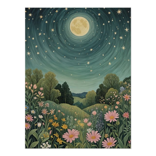 Magische Moonlit-Wiese Poster (Vorderseite)