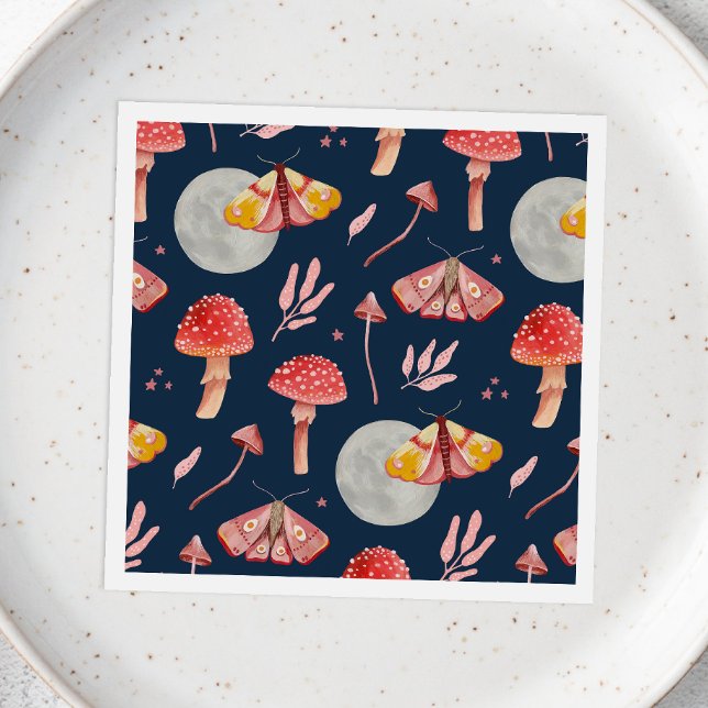 Magische Motte und Pilzmuster. Waldnacht Serviette (Von Creator hochgeladen)