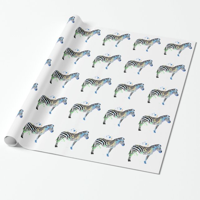Magische multi farbige Zebra-Sprühfarbeart Geschenkpapier (Ungerollt)