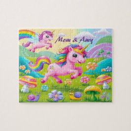 Magische Mutter & Baby Einhorn Pilz Blumenwiesen Puzzle