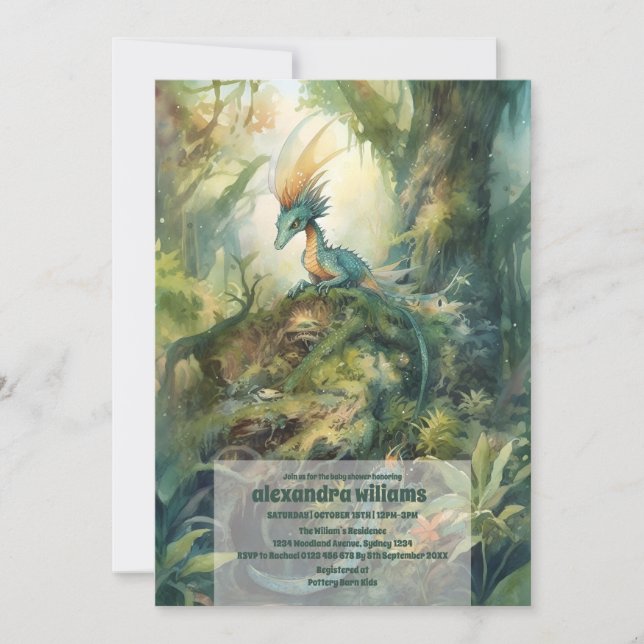 Magische Mystical Dragon Babydusche Einladung (Vorderseite)