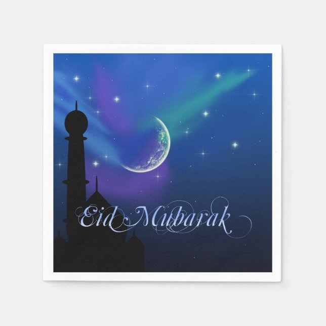 Magische Nacht - Islamisches Grünpapier Napkin Serviette (Vorderseite)