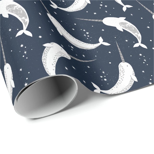 Magische Narwhals im Weltraum Geschenkpapier (Rolleneckpunkt)
