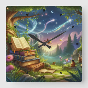 Magische Natur und alte Bücher Uhr