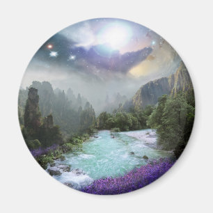 Magische Naturlandschaft mit rauschendem Wasser Magnet