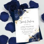 Magische Navy Indigoblau Rose & Gold Sweet 16 Einladung<br><div class="desc">Magical Navy Indigo Blue Rose & Gold Sweet 16 Einladung Mehr elegante Blumenmotive in unserem Geschäft! Sehen Sie sich die passende Kollektion in unserem Shop an</div>