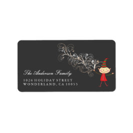 Magische Niedliche Elf White Wirbel Weihnachtsansp Adressaufkleber