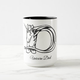 Magische Niedliche Monogramm D Einhorn-Vater oder Tasse