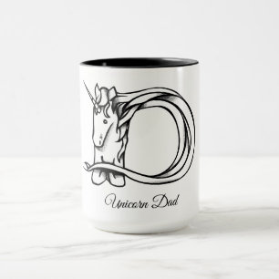 Magische Niedliche Monogramm D Einhorn-Vater oder  Tasse