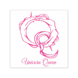 Magische Niedliche Monogramm Q Custom Unicorn Quee Permastempel