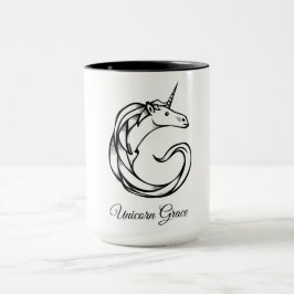 Magische niedliche Monogrammgunicorn-Anmut oder Tasse