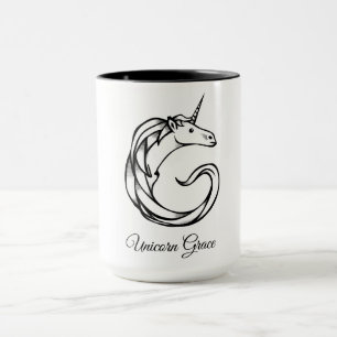 Magische niedliche Monogrammgunicorn-Anmut oder Tasse