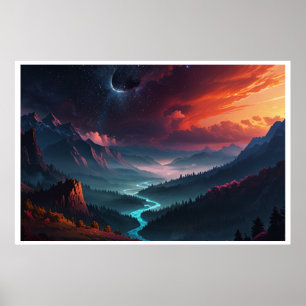 Magische Nordlicht-Landschaft Poster