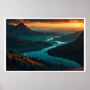 Magische Nordlicht-Landschaft Poster