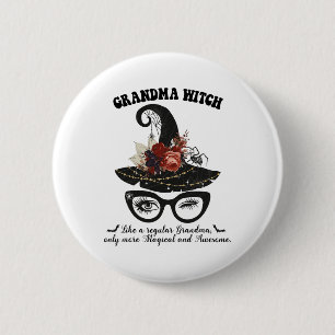 Magische Oma Hexe - Tolles Halloween Hexen-Oma G Button