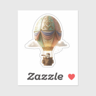 Magische Ostern-Katze Heißluftballon-Ei-Reise Aufkleber