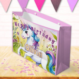 Magische Pastel Custom Unicorn Geburtstag Große Geschenktüte