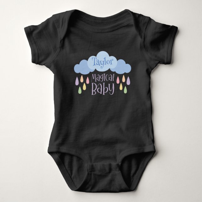 Magische Pastel Rain & Cloud Individuelle Name Baby Strampler (Vorderseite)
