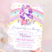 Magische Pastel Rainbow Unicorn Geburtstagsfeier E