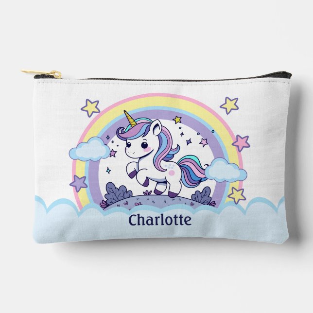 Magische Pastel Unicorn Custom Zubehörtasche (Vorderseite)