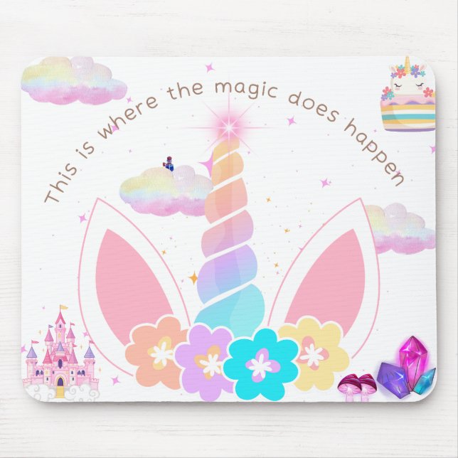 Magische Pastel Unicorn Maus Pad Mousepad (Vorne)