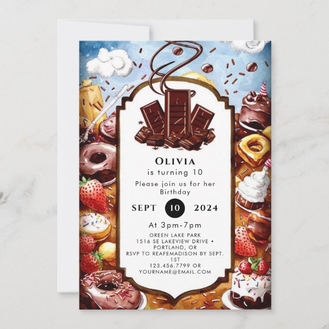 Magische Pastelschokolade Geburtstag Einladung (Vorderseite)