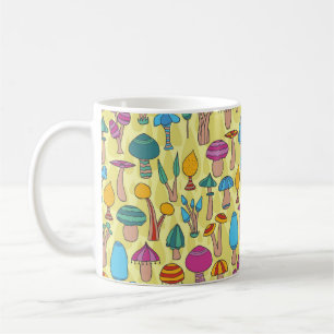 Magische Pilze Doodle Nahtloses Muster Kaffeetasse