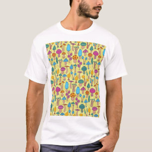 Magische Pilze Doodle Nahtloses Muster T-Shirt