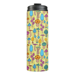 Magische Pilze Doodle Nahtloses Muster Thermosbecher