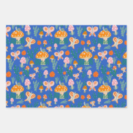 Magische Pilze Niedliche Schmetterlinge Schnecken Geschenkpapier Set