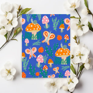 Magische Pilze Niedliche Schmetterlinge Schnecken  Postkarte