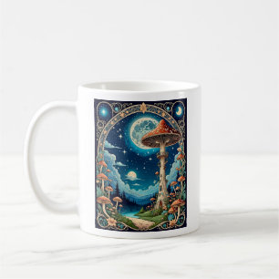 Magische Pilzfantasy Moonlit Forest Kaffeetasse