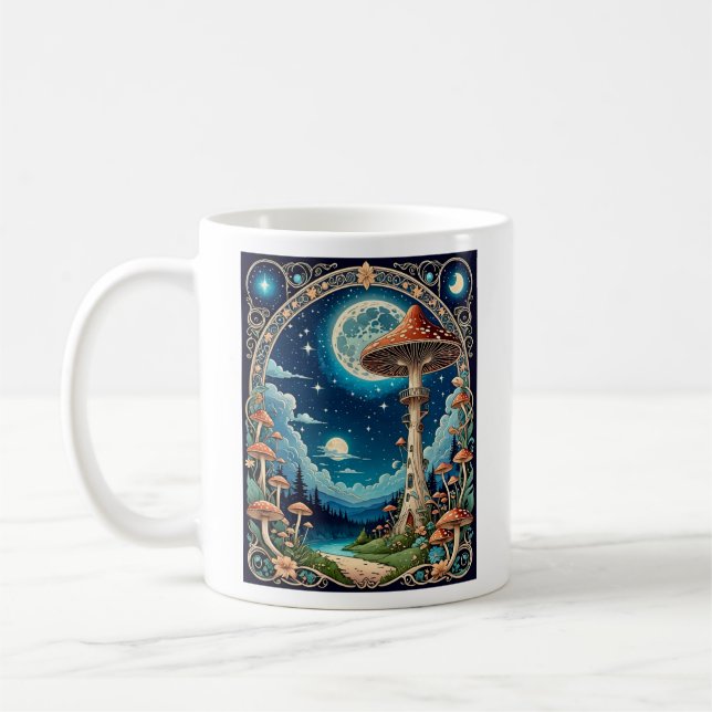 Magische Pilzfantasy Moonlit Forest Kaffeetasse (Links)