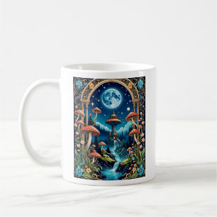 Magische Pilzfantasy Moonlit Forest Kaffeetasse