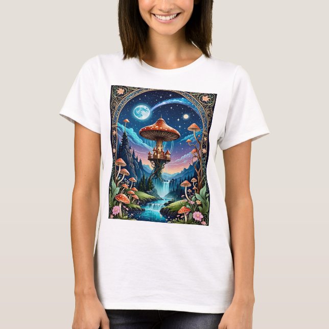 Magische Pilzfantasy Moonlit Forest T - Shirt (Vorderseite)