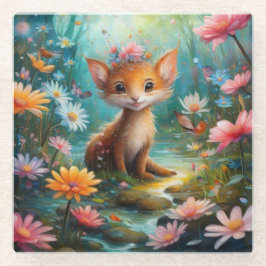 Magische Pilzschmetterlinge Glasuntersetzer