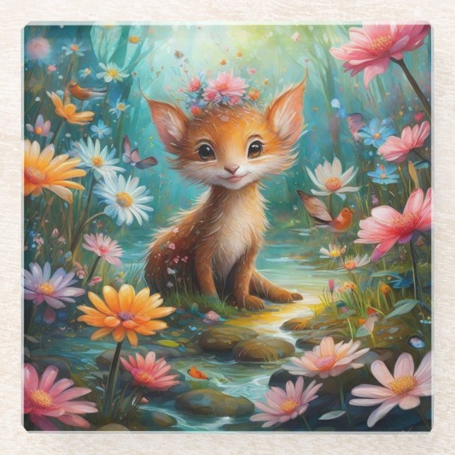 Magische Pilzschmetterlinge Glasuntersetzer (Vorderseite)