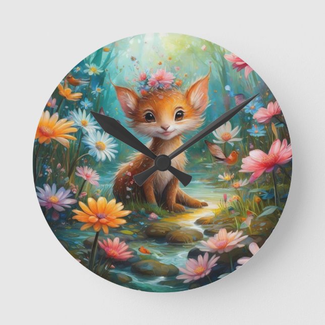 Magische Pilzschmetterlinge Runde Wanduhr (Vorderseite)