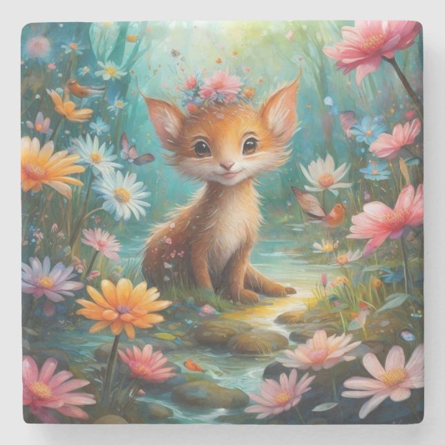 Magische Pilzschmetterlinge Steinuntersetzer (Vorderseite)