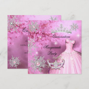 Magische Prinzessin Quinceanera Maskenball Rosa Einladung