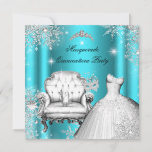 Magische Prinzessin Quinceanera Masquerade Aquamar Einladung