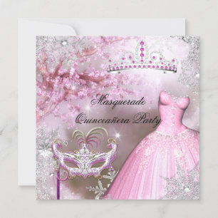 Magische Prinzessin Quinceanera Masquerade Rosa Einladung